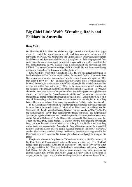 Big Chief Little Wolf: Wrestling, Radio and Folklore in ... - [API] Network