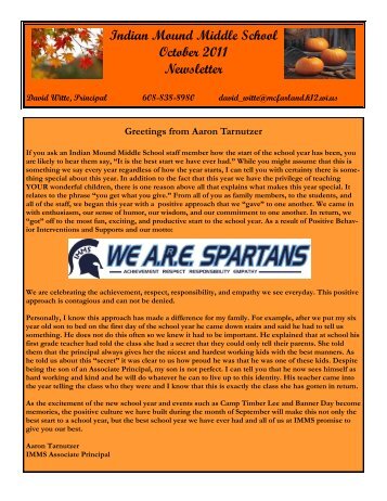 Indian Mound Middle School October 2011 Newsletter - McFarland ...