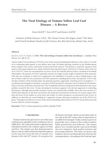 The Viral Etiology of Tomato Yellow Leaf Curl Disease – A Review