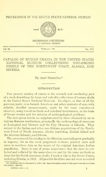 Proceedings of the United States National Museum - Smithsonian ...