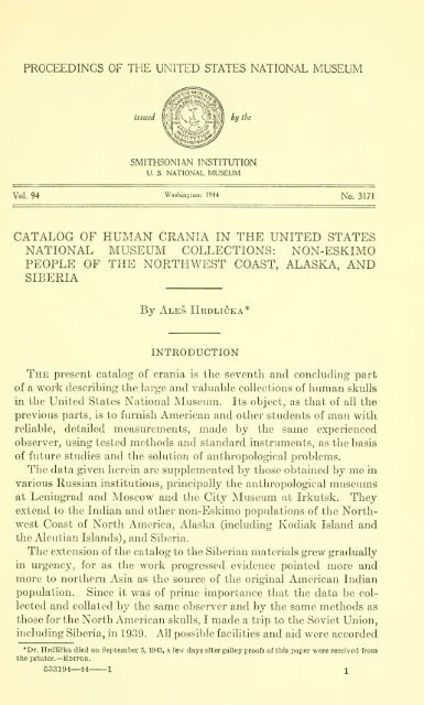 Proceedings of the United States National Museum - Smithsonian ...