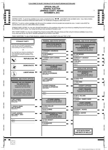 official ballot general election jennings county, indiana ... - Wcsi