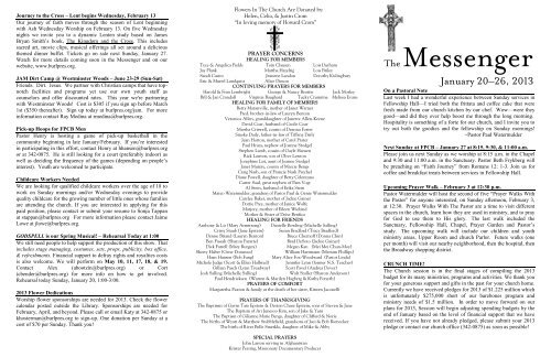 January 20–26, 2013 - First Presbyterian Church