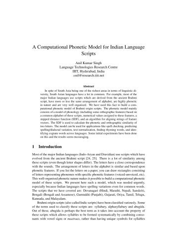A Computational Phonetic Model for Indian Language Scripts