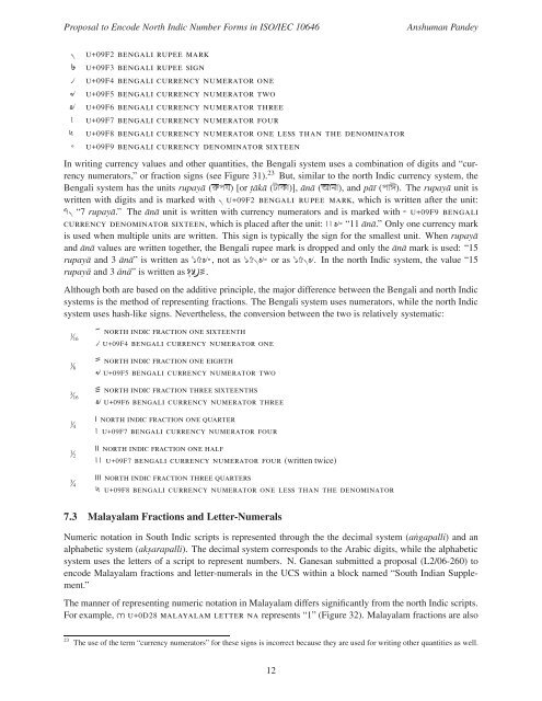 Common Indic Number Forms - dkuug