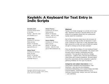 A Keyboard for Text Entry in Indic Scripts - Indian Institute of ...