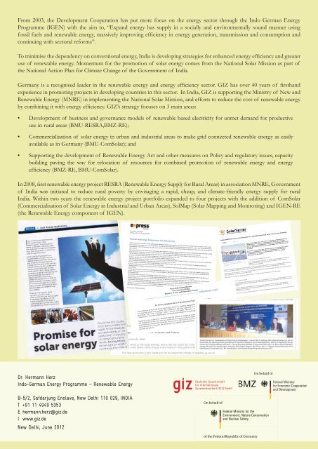 Renewable Energy projects under the Indo–German Energy ... - GIZ