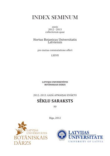 INDEX SEMINUM - LU Botāniskais dārzs