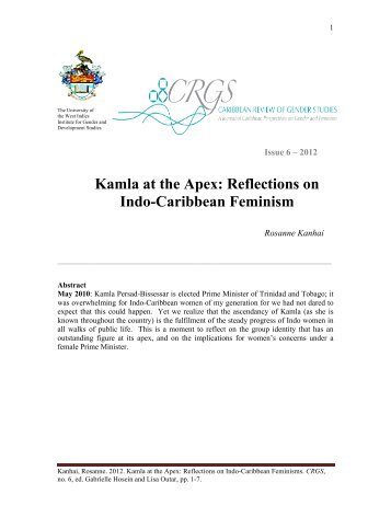 Kamla at the Apex: Reflections on Indo-Caribbean Feminism