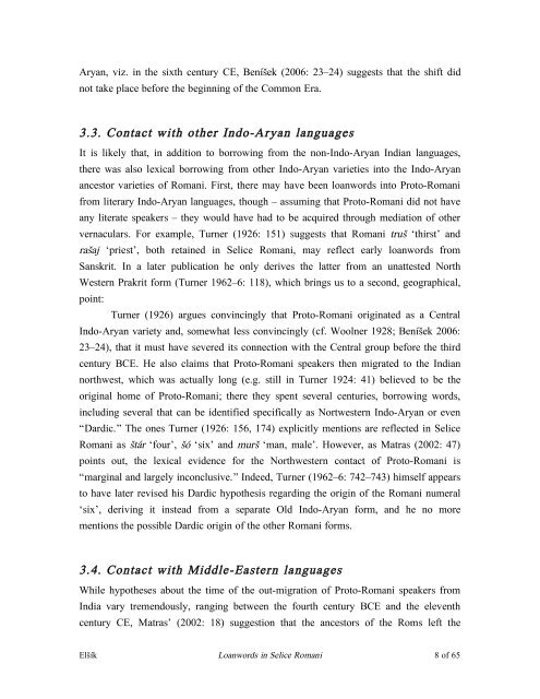 Loanwords in Selice Romani, an Indo-Aryan language of Slovakia 1 ...