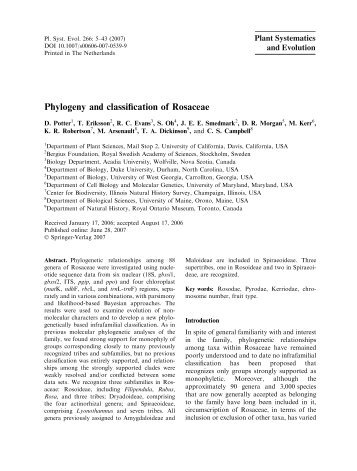 Phylogeny and classification of Rosaceae - School of Biology and ...