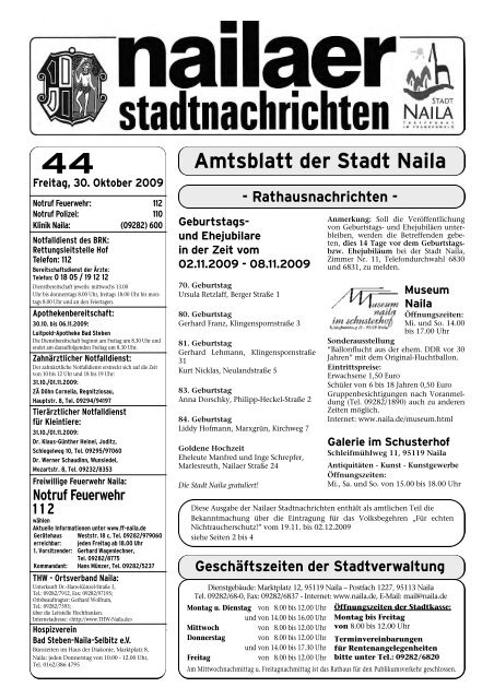 Ausgabe 44/2009 vom 30.10.2009 - Stadt Naila