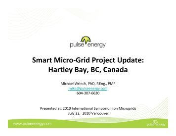 Smart Micro‐Grid Project Update: Hartley Bay, BC, Canada