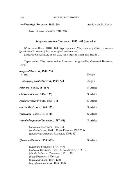 A study on the genus Chrysolina MOTSCHULSKY, 1860, with a ...