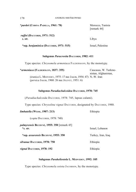 A study on the genus Chrysolina MOTSCHULSKY, 1860, with a ...