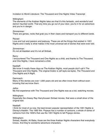 Page 1 Invitation to World Literature: The Thousand and One Nights ...