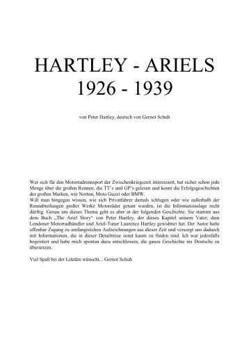 HARTLEY - ARIELS 1926 - 1939 - Vintage Motoren