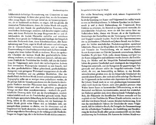 Zur gesellschaftlichen Lage der Musik. In: Adorno, Theodor W ...