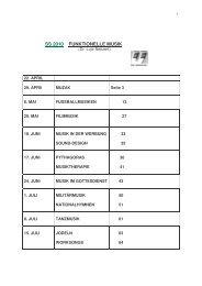 SS 2010 FUNKTIONELLE MUSIK