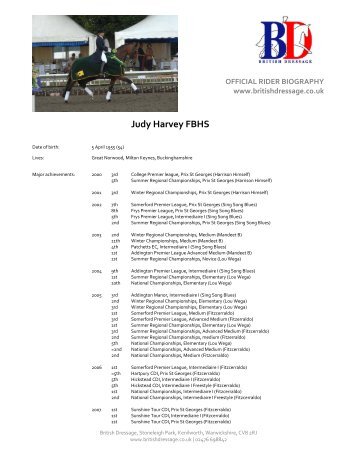 Judy Harvey FBHS - British Dressage