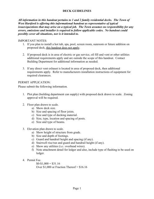 Deck Guidelines - Town of West Hartford