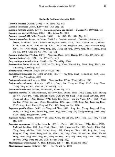 An annotated checklist of brachyuran crabs from Taiwan (Crustacea ...