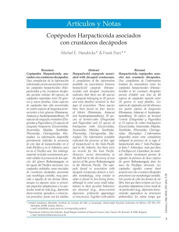 Copépodos Harpacticoida asociados con crustáceos decápodos