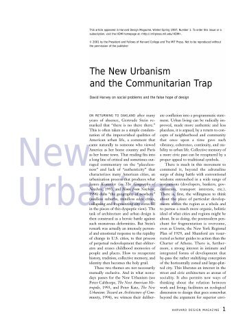 The New Urbanism and the Communitarian Trap - Washington State ...