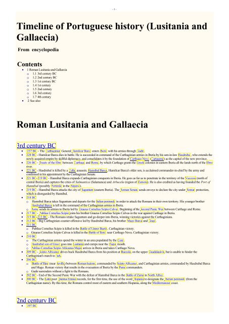 Timeline of Portuguese history (Lusitania and Gallaecia)