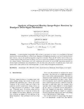 Analysis of Improved Hartley Image-Reject Receiver by Bandpass ...