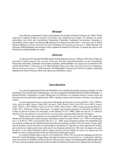 Summary and/or pdf article - Database of Crustacea (Decapoda ...