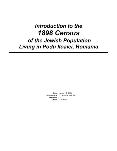 Introduction to the 1898 Census - JewishGen