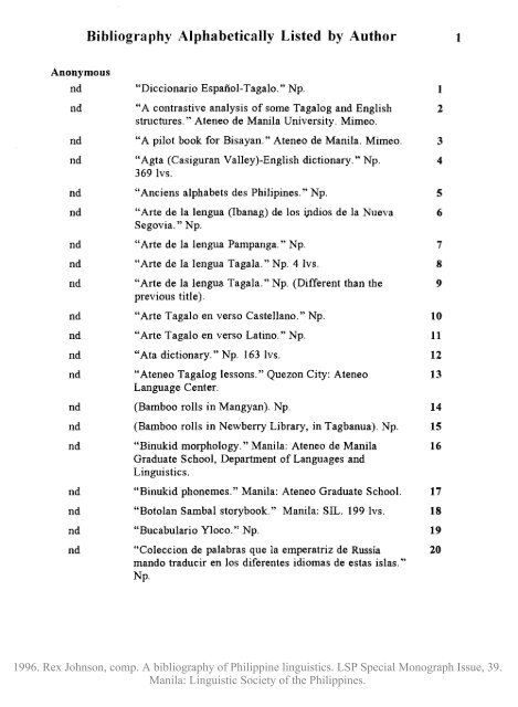 A Bibliography of Philippine Linguistics - SIL International