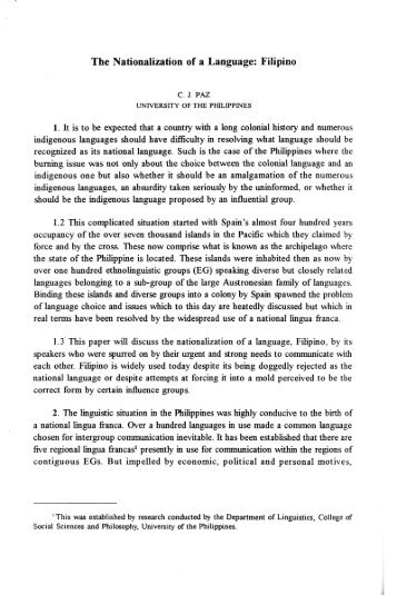 The Nationalization of a Language: Filipino - SEAlang