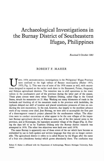 Archaeological Investigations in the Burnay District ... - ScholarSpace