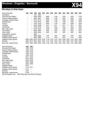 Wrexham - Dolgellau - Barmouth X94 - Arriva