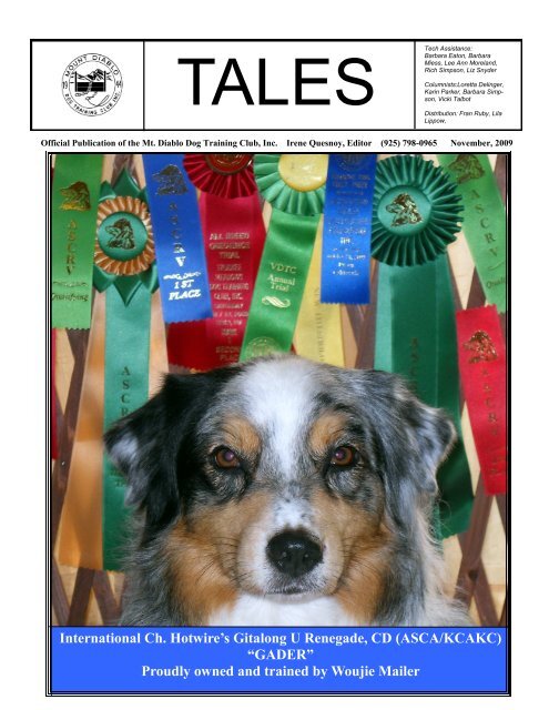 Proudly owned and trained by Woujie Mailer - Mt Diablo Dog ...