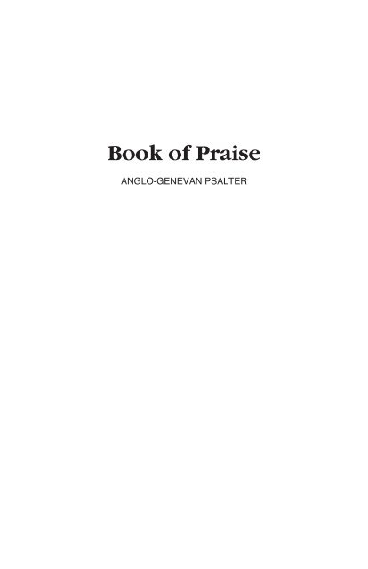 Book Of Praise 2010 Free Reformed Church Rockingham