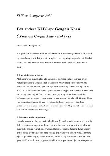 Een andere KIJK op: Genghis Khan - HiddeTangerman.nl