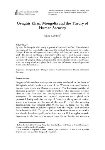 Genghis Khan, Mongolia and the Theory of Human Security