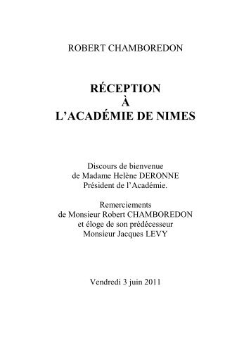 Discours - Académie de Nîmes