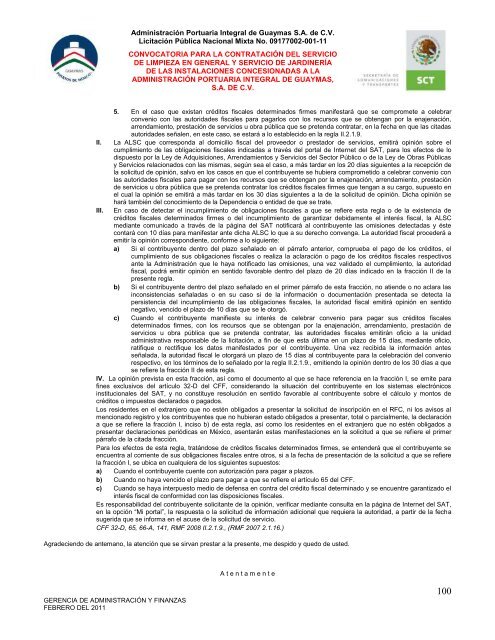 Contratación del servicio de limpieza en general - Puerto de Guaymas