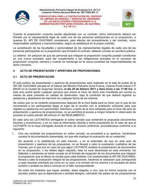 Contratación del servicio de limpieza en general - Puerto de Guaymas