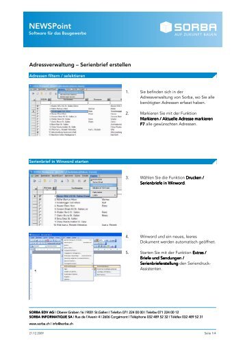 Adressverwaltung: Serienbrief erstellen - Sorba EDV AG
