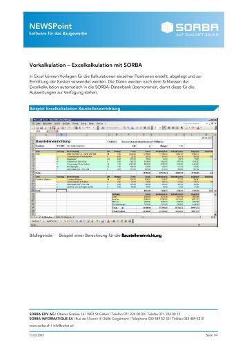 Vorkalkulation: Excelkalkulation mit SORBA - Sorba EDV AG
