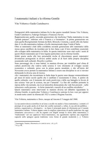 I matematici italiani e la riforma Gentile - Matematica