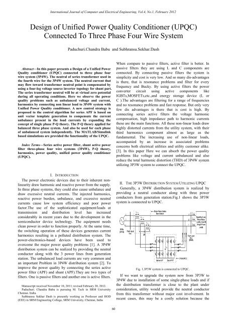 Design of Unified Power Quality Conditioner (UPQC ... - ijcee