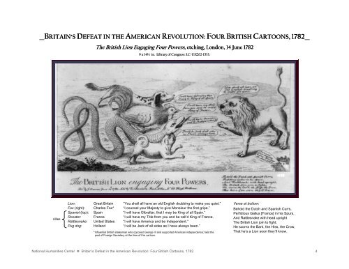 Britain's Defeat in the American Revolution: Four British Cartoons ...