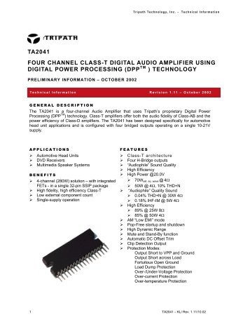 ta2041 four channel class-t digital audio amplifier using digital ...