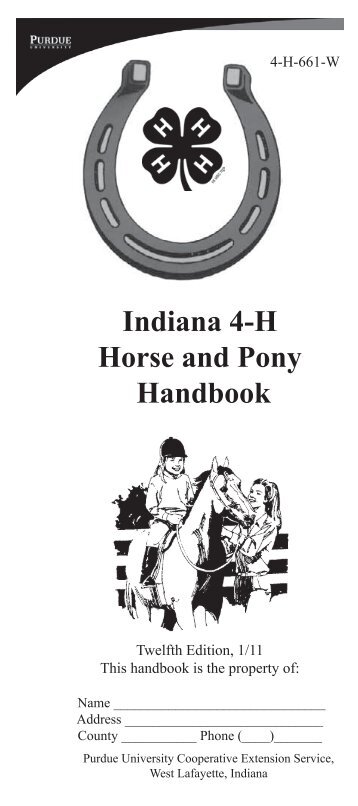 Indiana 4-H Horse and Pony Handbook - Purdue Extension ...